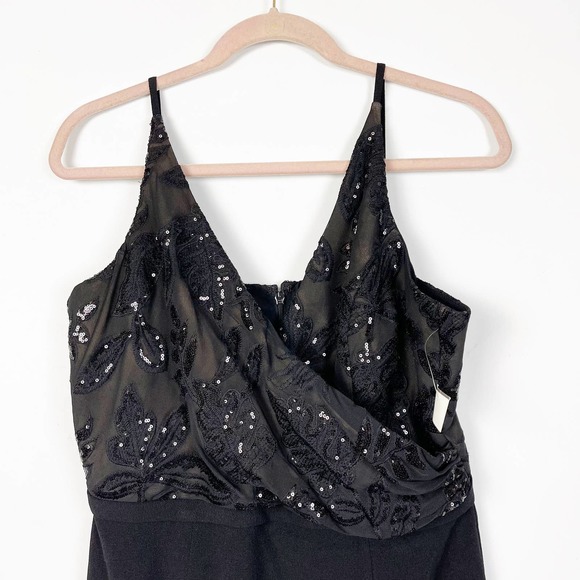 Dress The Population Womens Giulia Sequin Crepe Dress Large Black NWT. - Picture 3 of 8